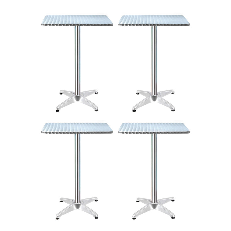 4 x Bar Table Aluminium/Stainless Steel - Square