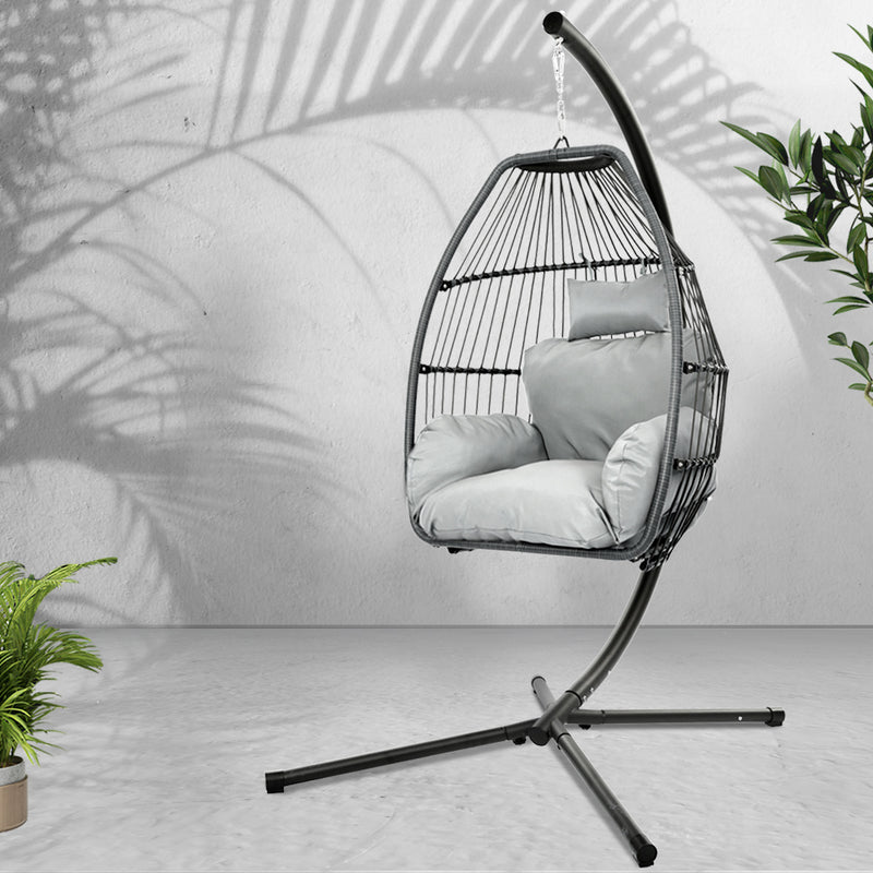 Egg Hammock Hanging Swing Chair & Stand Pod Wicker & Cushions