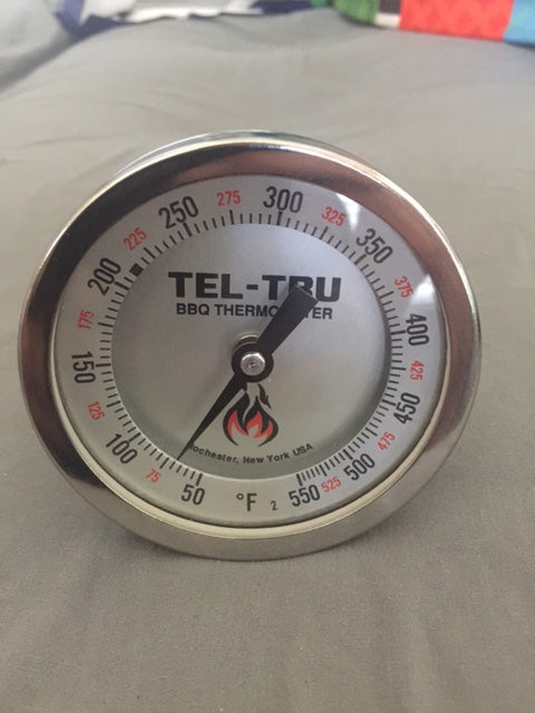Tel-Tru 2.5" Stem Barbecue Grill Thermometer BQ300R- SILVER, 3" Dial