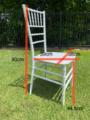 Gold Tiffany Chair | Gold Chiavari Chair | Resin with White Cushion