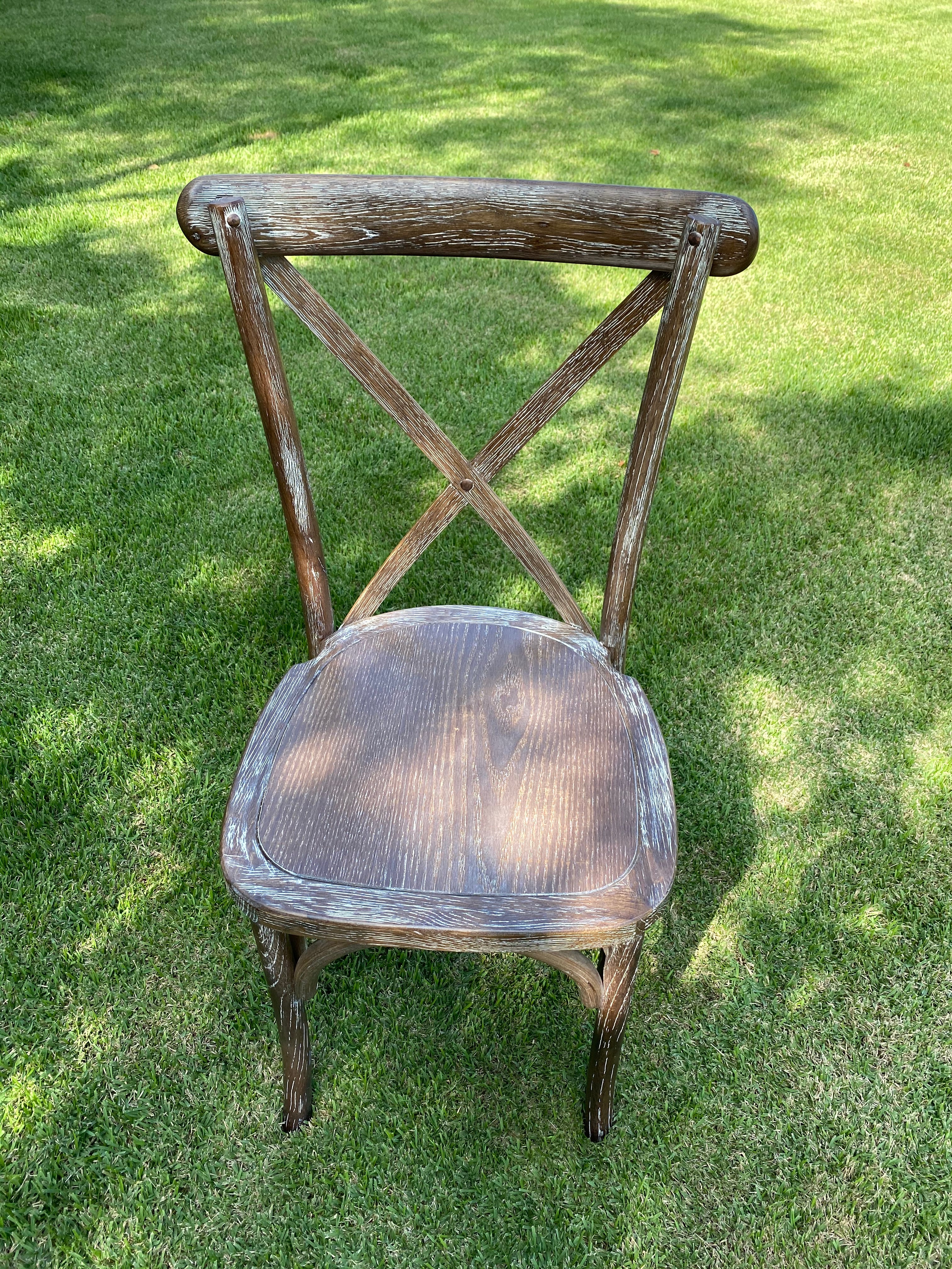 Cross back Chair - White Wash Antique Style