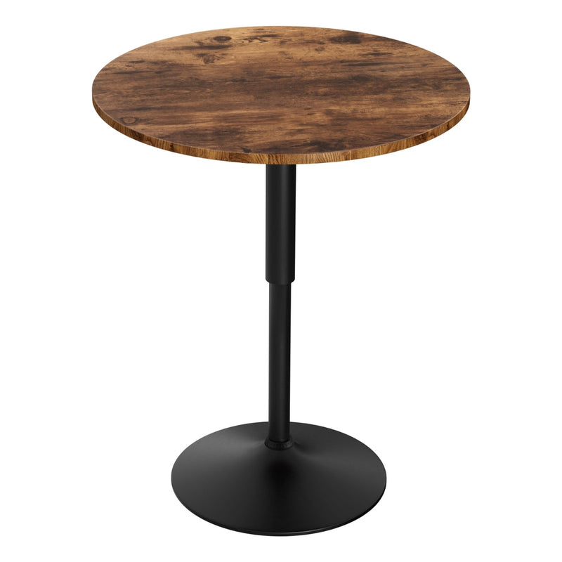 Height Adjustable Bar Table 360 Swivel Round Gaslift Design 60cm Rustic Brown Black