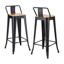 2x Bar Stools Kitchen Counter High Chair Dining Stackable Metal Black