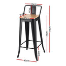 2x Bar Stools Kitchen Counter High Chair Dining Stackable Metal Black