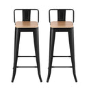 2x Bar Stools Kitchen Counter High Chair Dining Stackable Metal Black