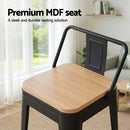 2x Bar Stools Kitchen Counter High Chair Dining Stackable Metal Black