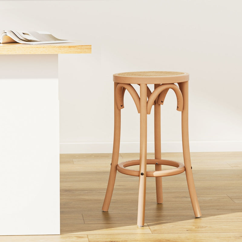 Bar Stool Rattan Seat Wooden