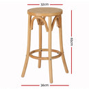 2x Bar Stoosl Rattan Seat Wooden