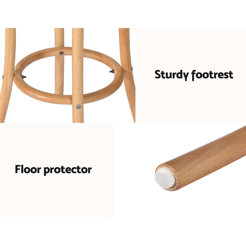 2x Bar Stoosl Rattan Seat Wooden