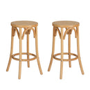 2x Bar Stoosl Rattan Seat Wooden