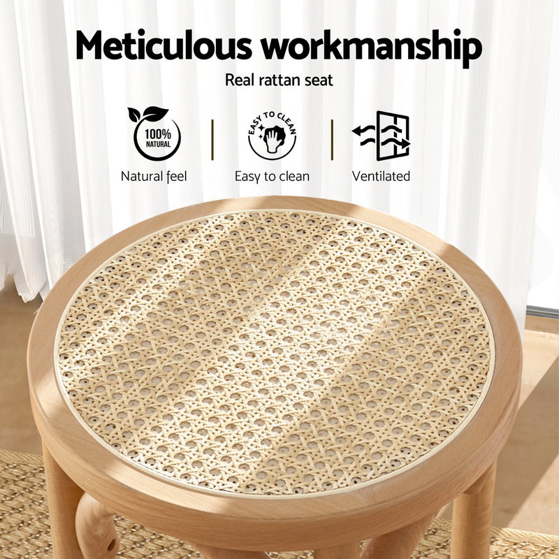 4x Bar Stoosl Rattan Seat Wooden