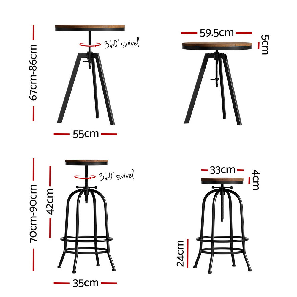 Bar Table Stools Set Dining Desk Industrial Kitchen Chairs Cafe Pub