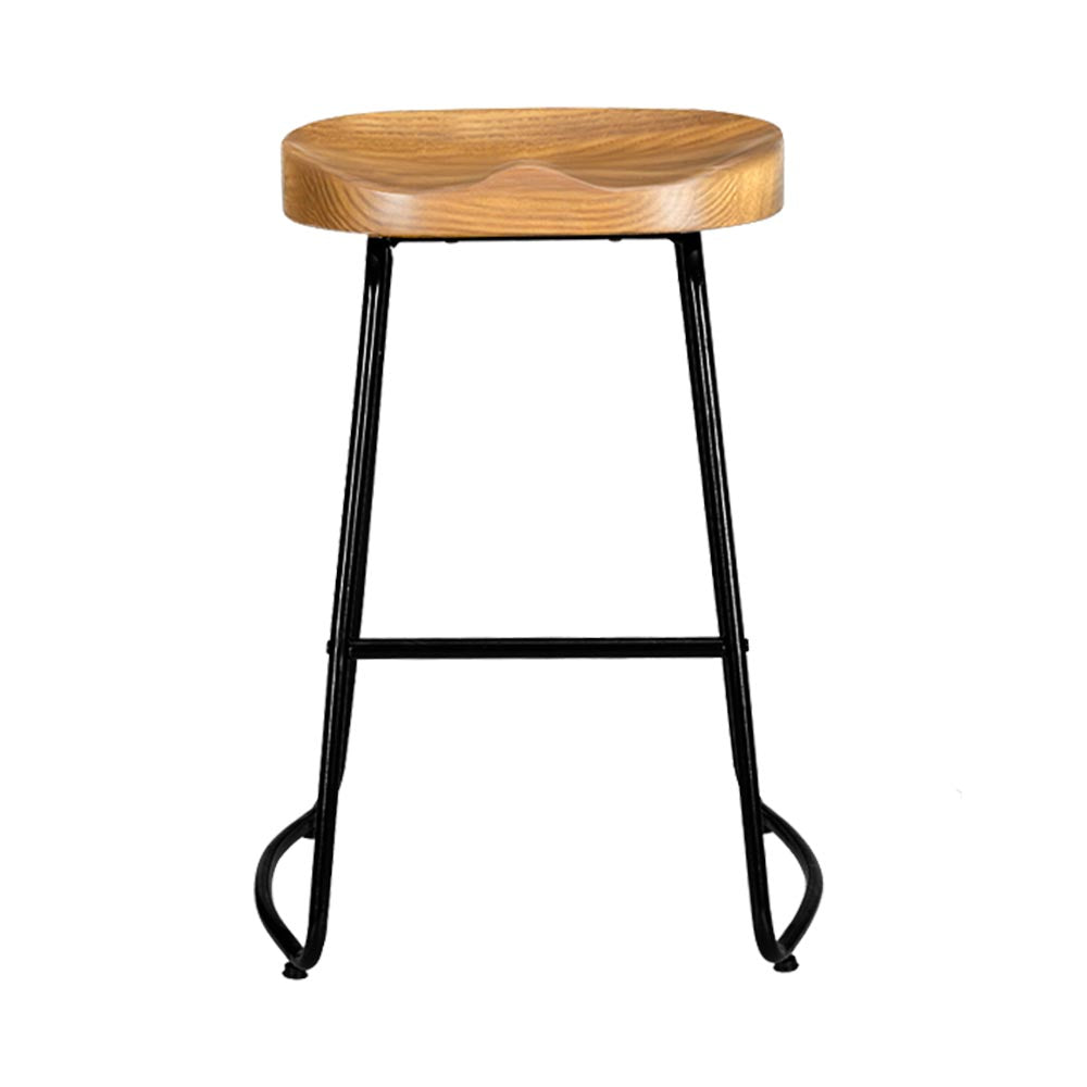 2x Bar Stools Tractor Seat 65cm Wooden