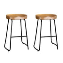 2x Bar Stools Tractor Seat 65cm Wooden