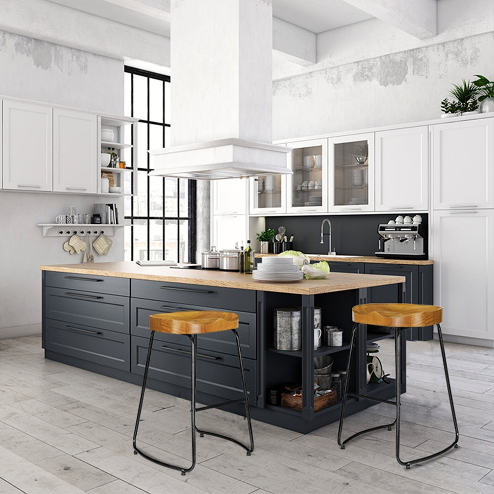 4x Bar Stools Tractor Seat 65cm Wooden