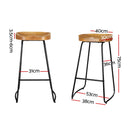 2x Bar Stools Tractor Seat 75cm Wooden