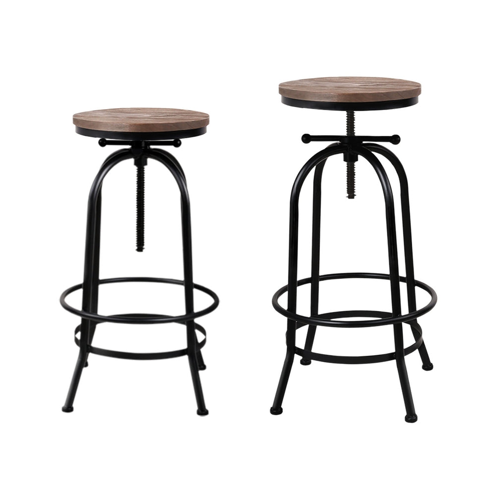 Rustic Industrial 4x Bar Stools Kitchen Dining Chairs Adjustable Wooden Vintage Stool