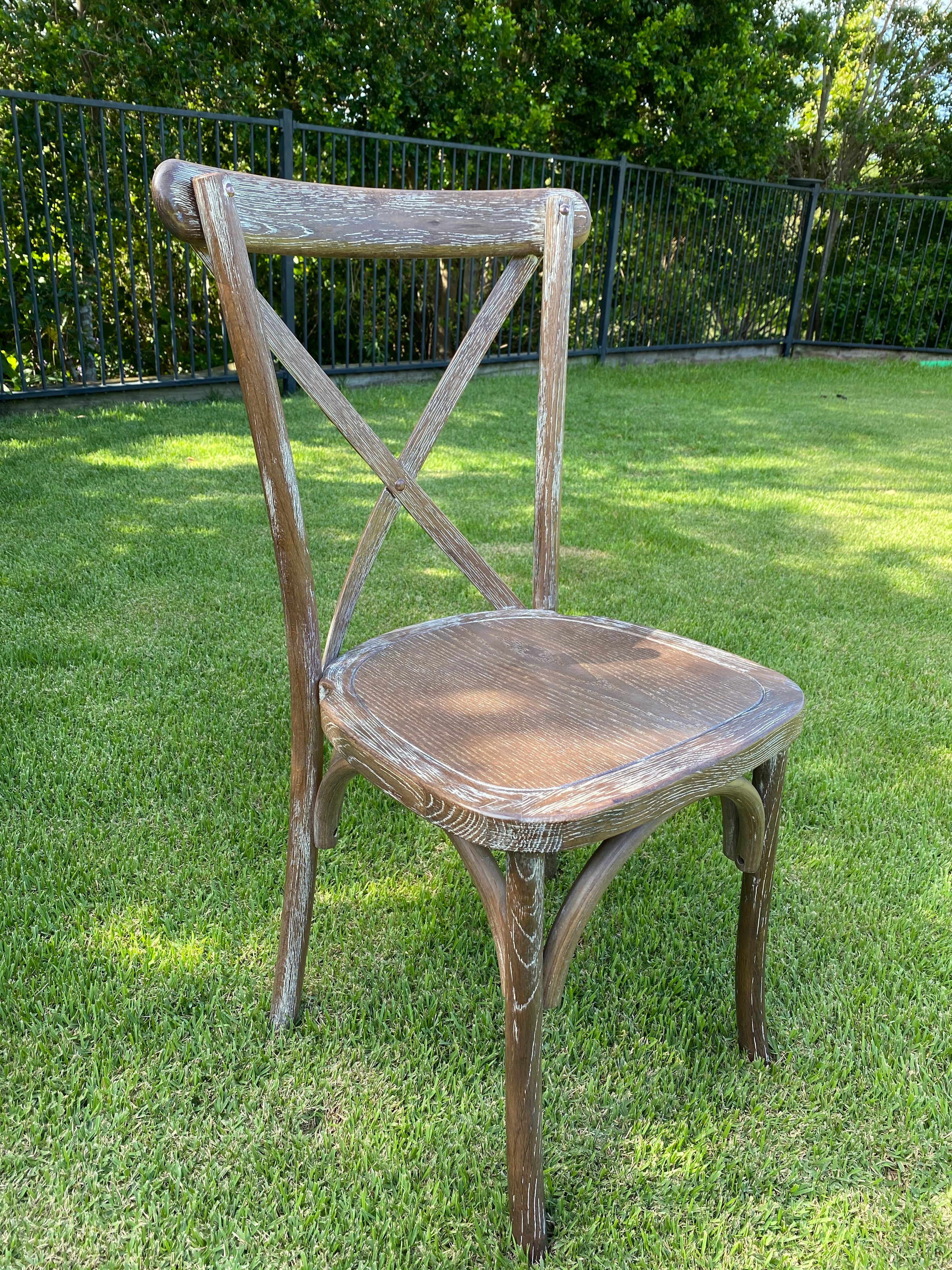 Cross back Chair - White Wash Antique Style