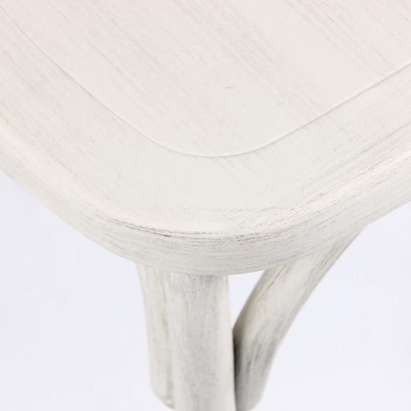 Resin Faux Wood Bentwood /Thonet Chair - WHITE Square Seat with etching