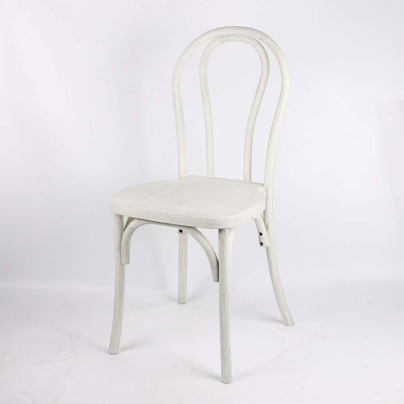 Resin Faux Wood Bentwood /Thonet Chair - WHITE Square Seat with etching