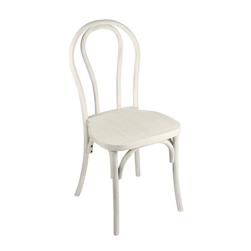 Resin Faux Wood Bentwood /Thonet Chair - WHITE Square Seat with etching