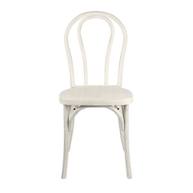 Resin Faux Wood Bentwood /Thonet Chair - WHITE Square Seat with etching