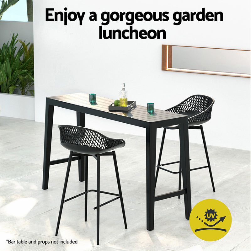 2x Outdoor Bar Stools Plastic Black