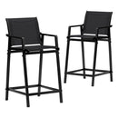 2PC Outdoor Bar Stools Steel Dining Chairs Patio Furniture Garden Black