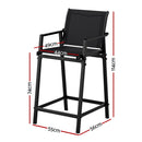 2PC Outdoor Bar Stools Steel Dining Chairs Patio Furniture Garden Black