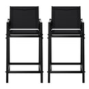 2PC Outdoor Bar Stools Steel Dining Chairs Patio Furniture Garden Black