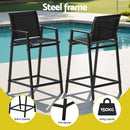 2PC Outdoor Bar Stools Steel Dining Chairs Patio Furniture Garden Black