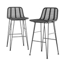 2x Outdoor Bar Stools Rattan Black