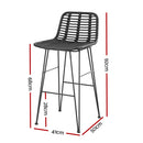 2x Outdoor Bar Stools Rattan Black
