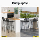 2x Outdoor Bar Stools Rattan Black