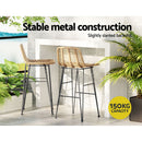 2x Outdoor Bar Stools Rattan Nature