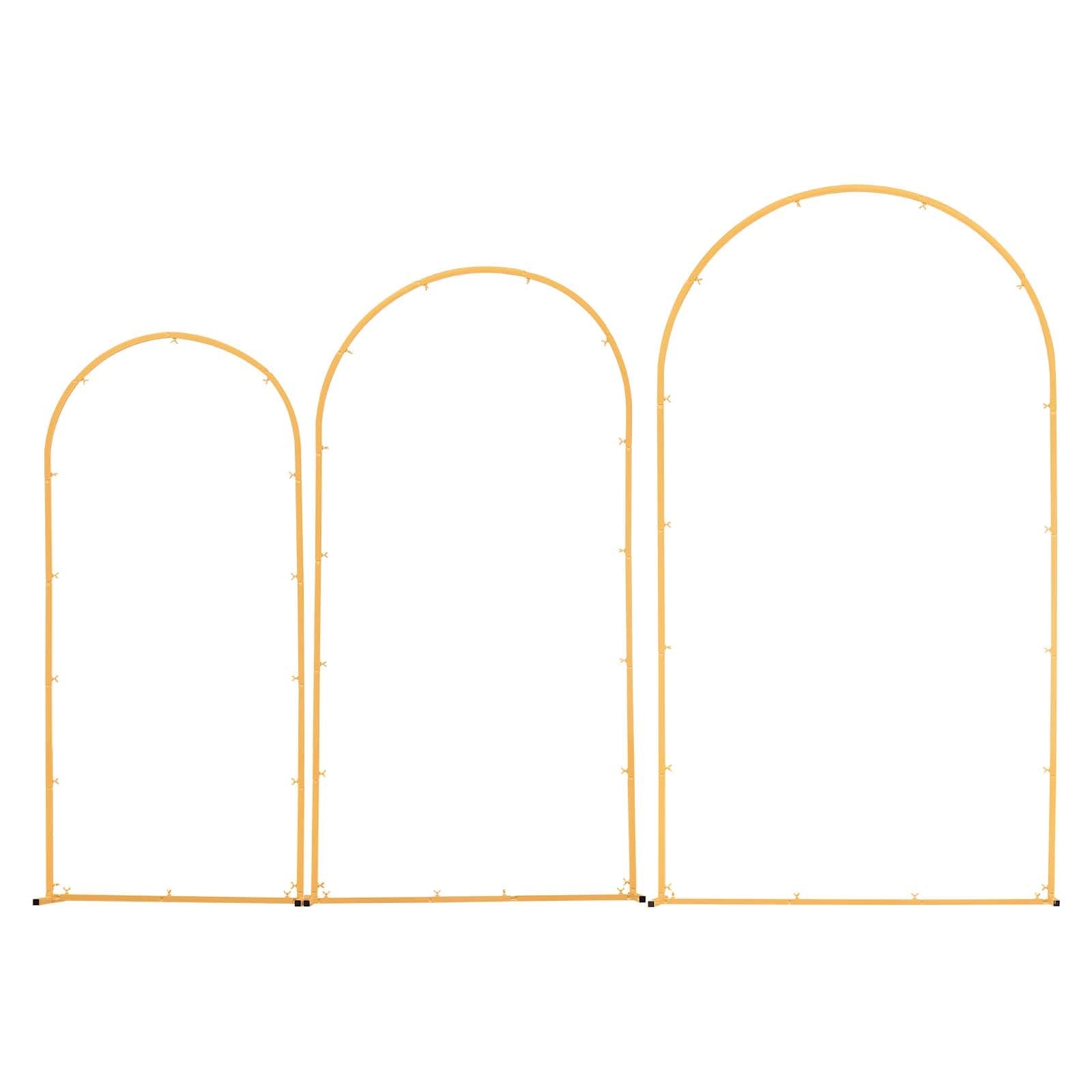 Arch Backdrop Stand, Set of 3, 2.2/2/1.8 m , Stable Structure, Easy Assembly, Gold Metal Arch Backdrop Stand for Wedding, Birthday Party, Graduation, Holiday Celebration, and Ceremony Decoration
