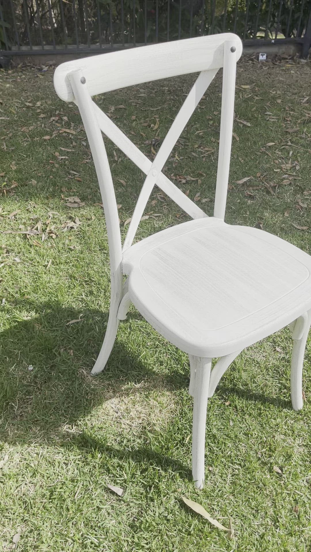 Cross back Chair - Resin Faux White Wood