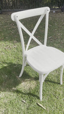 Cross back Chair - Resin Faux White Wood