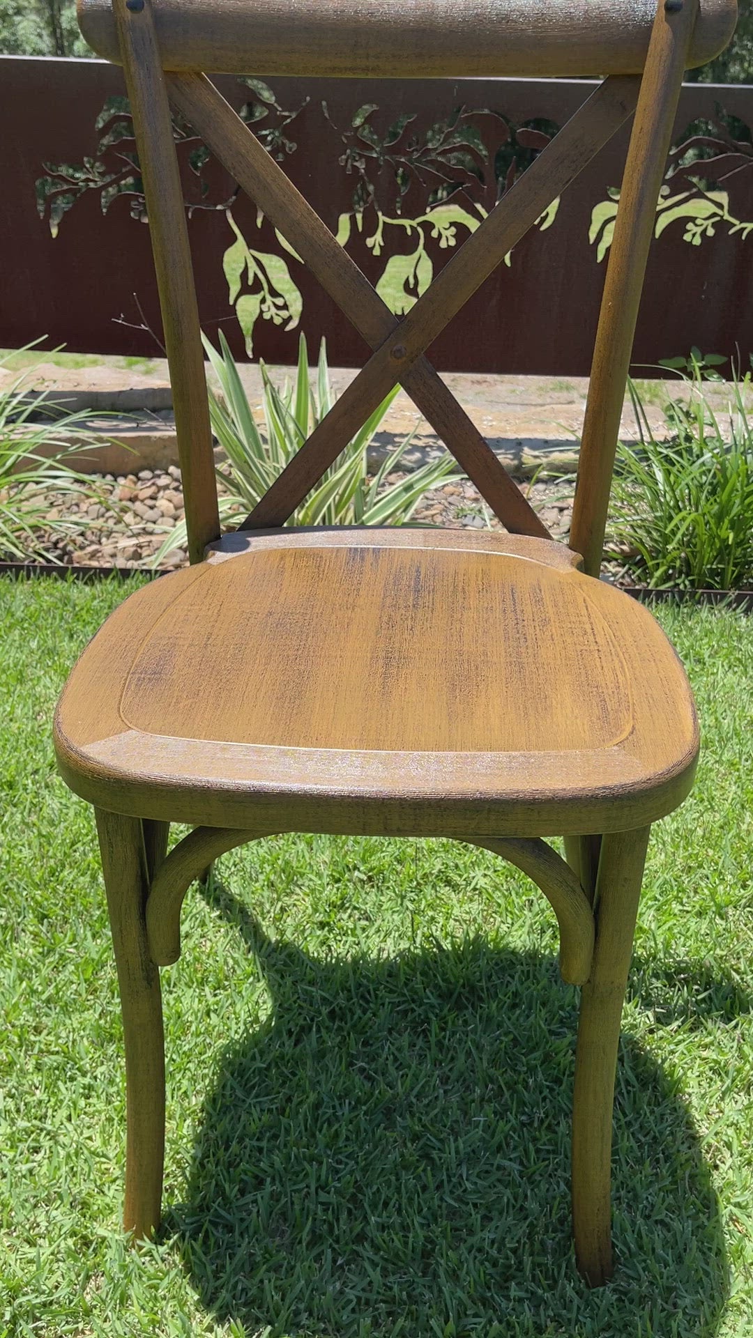 Cross back Chair - Resin Faux Oakwood