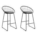 2 Bar Stools Steel Fabric - Grey and Black