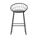 2 Bar Stools Steel Fabric - Grey and Black