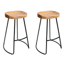 2 x Industrial Wooden Stools with Metal legs