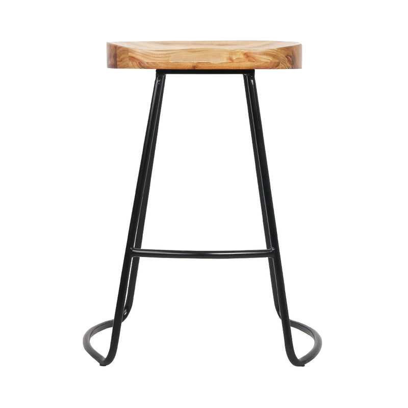 2 x Industiral Elm wood Stools with Metal legs