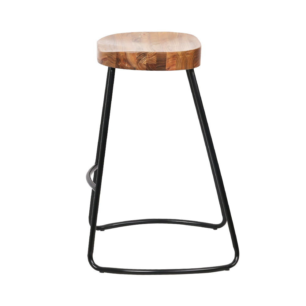 2 x Industrial Wooden Stools with Metal legs