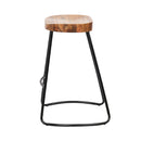 2 x Industrial Wooden Stools with Metal legs