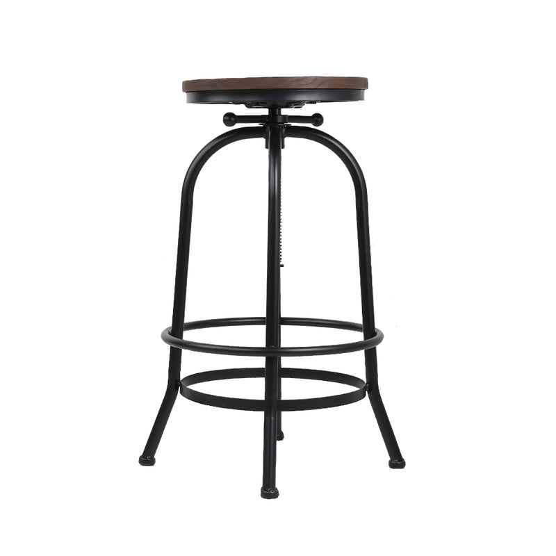 2 x Industrial Adjustable Stools - Metal & Wood