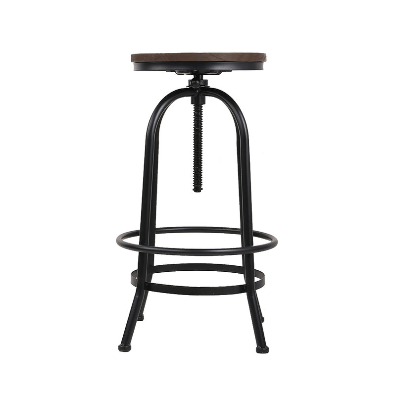 2 x Industrial Adjustable Stools - Metal & Wood