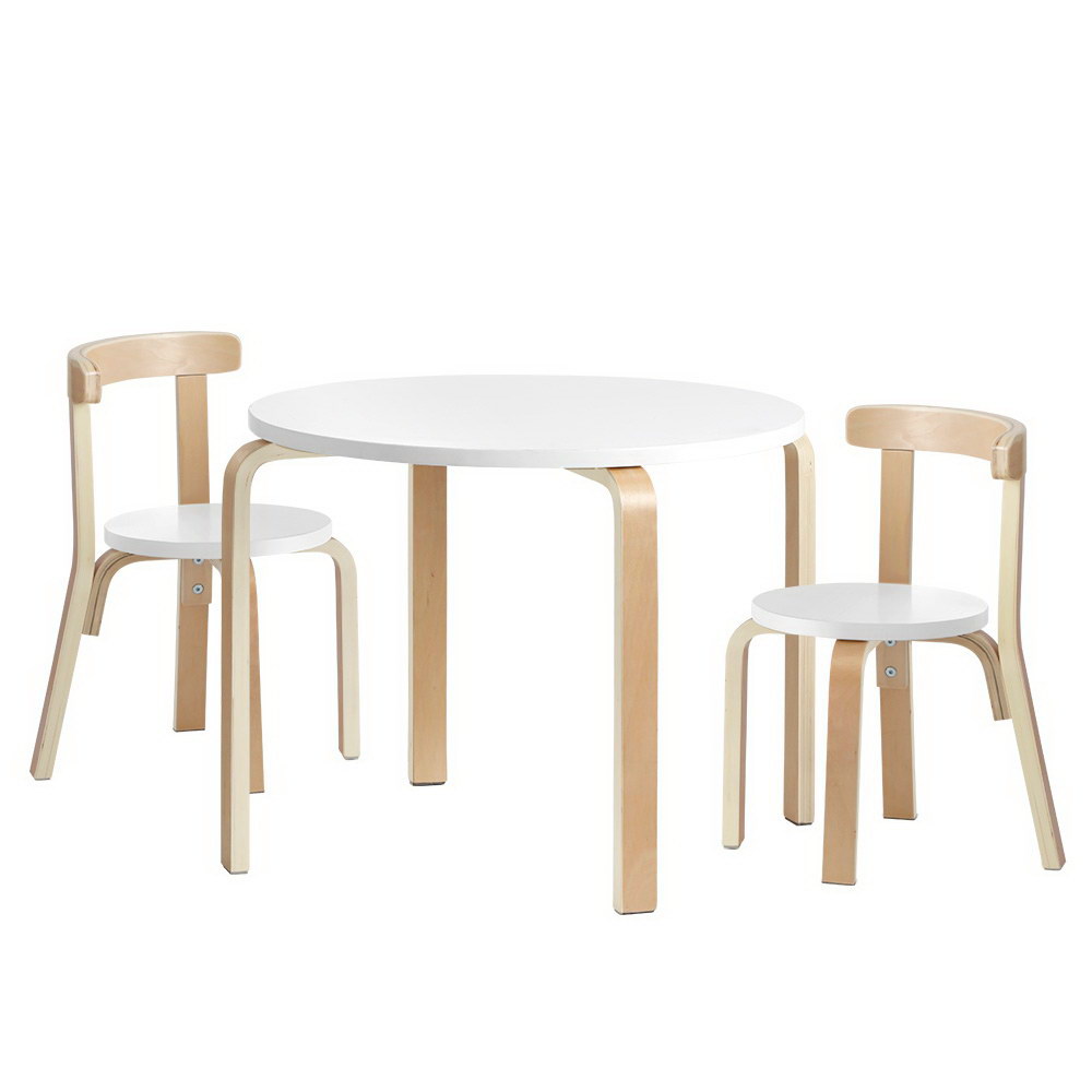 Kids Table & Chair Set - White/Natural