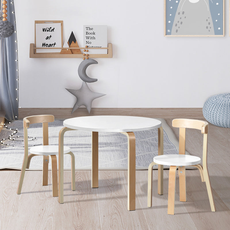 Kids Table & Chair Set - White/Natural