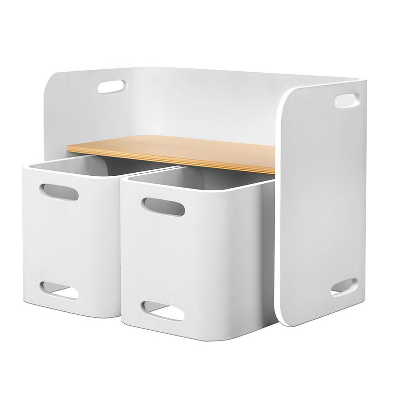 3 Piece -  Kids Table Chair Set Desk - White